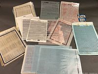 Group shot of all dry transfer sheets spread out