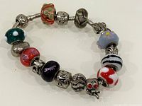 Full view of bracelet showing all charms on snake chain