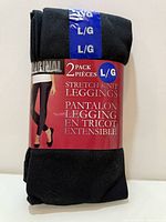 Front of unopened Nicole Miller 2-pack leggings showing size L/G and product label