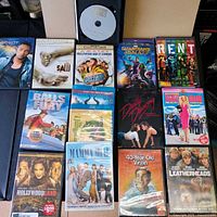 Full lot of DVD and Blu-ray cases laid out