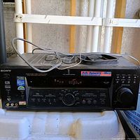 Front view of Sony STR-DE685 receiver with attached power cord