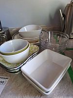 group shot of all tableware showing relative quantities and styles