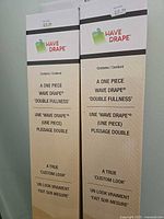 Front of two Wave Drape curtain boxes