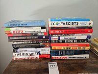 Overview of two stacks showing full lot of books