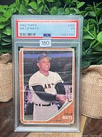 Front of PSA-slabbed 1962 Topps Willie Mays card