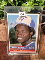 Front view of Tony Fernandez Rated Rookie card in holder