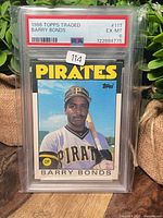 Front of PSA-slabbed Barry Bonds 1986 Topps Traded card