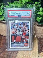 Front of PSA-slabbed Shaquille O'Neal Upper Deck McDonald's #P43 card showing grade label