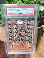 Front of PSA-slabbed 1992 Ultra All-Rookies Shaquille O'Neal #7 card