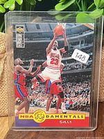 Front view of Michael Jordan Upper Deck card in sleeve