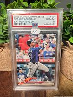 Front of PSA-slabbed 2018 Topps Ronald Acuña Jr. #698 RC