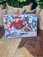 Front view of Shohei Ohtani rookie card in holder