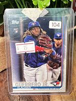 Front of Vladimir Guerrero Jr. rookie card inside top loader