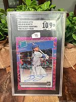Front of SGC slab showing Bo Bichette Pink Velocity autographed card with grades