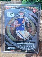 Front of 2024 Panini Prizm Portals Michael Penix Jr. rookie card in sleeve