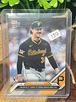 Front of 2024 Topps NOW Paul Skenes rookie card in top-loader