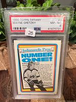 Front of PSA-slabbed Gretzky Topps Tiffany card showing label and card front