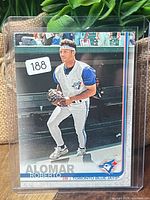Front of 1992 Topps Roberto Alomar card in sleeve