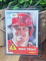 Front view of Mike Trout card in sleeve showing portrait and card details