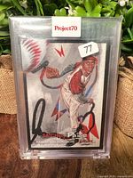 Front of encapsulated autographed Satchel Paige Project70 card