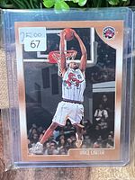 Front of Vince Carter rookie card in sleeve