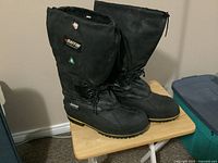 Full view of both boots standing upright