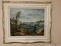 Full view of framed oil painting showing subject and frame