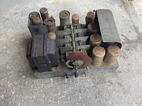 Oblique view of entire radio chassis showing tubes, transformer and shield cans