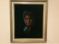 Front view of framed pastel portrait