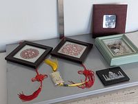 Group shot of all five decorative pieces showing sizes and styles