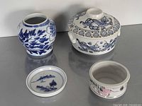 Group shot of four porcelain items