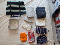 All eleven bags laid out showing variety