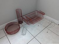 five visible wire pieces arranged on floor