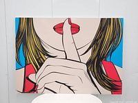 Full frontal view of Ikea Solmyra "Sssshhh" wall art.