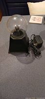 plasma ball lamp with AC adapter, perspective view