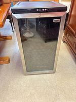 Front view of Danby Premiere wine cooler, closed glass door