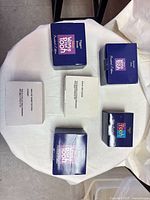 Top view of boxed ornaments on table