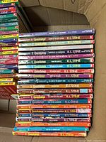 Stack of Goosebumps paperbacks showing spines with series title and author