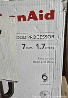 Retail box showing KitchenAid 7-cup food processor specs