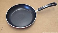 Top view of fry pan showing non-stick interior and minor scratch