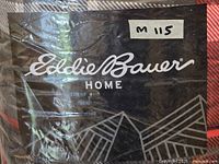 Brand label on packaged comforter set