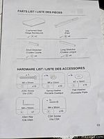 Instruction sheet showing parts and hardware lists for two counter stools