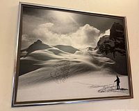 Front view of framed ski landscape photograph