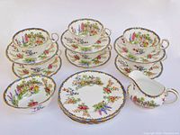 Complete Aynsley Garden Gate tea set displayed