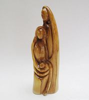 Front view of olive wood Holy Family sculpture