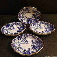 Four Mikado pattern nut/mint dishes displayed face up