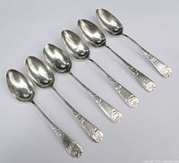 All six sterling spoons aligned bowls up