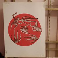 Full view of painting vertical orientation showing mannequins over red circle