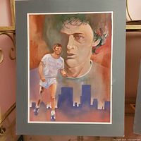 Full view of unframed acrylic painting mounted on mat board