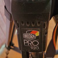 Close-up of Bilora Pro 920 branding on tripod leg